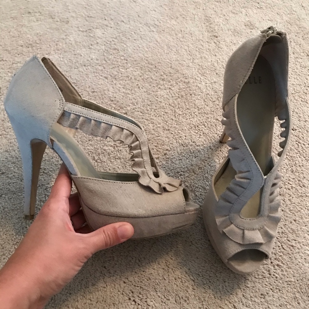 Tan suede heels